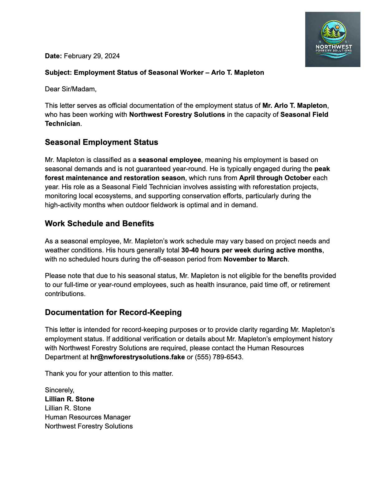 Employment Letter thumbnail